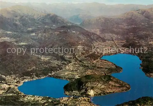 AK / Ansichtskarte Ponte Tresa_TI Lago di Lugano Malcantone e Valle del Vedeggio veduta aerea 