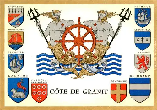 AK / Ansichtskarte Perros Guirec_22_Cotes d_Armor Cote de Granit Wappen der Region Symbole de la grande navigation 