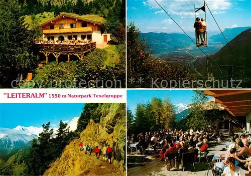 AK / Ansichtskarte Dorf Tirol_Suedtirol_IT Leiteralm im Naturpark Texelgruppe Berggasthof Sonnenterrasse Bergwandern Bergbahn 