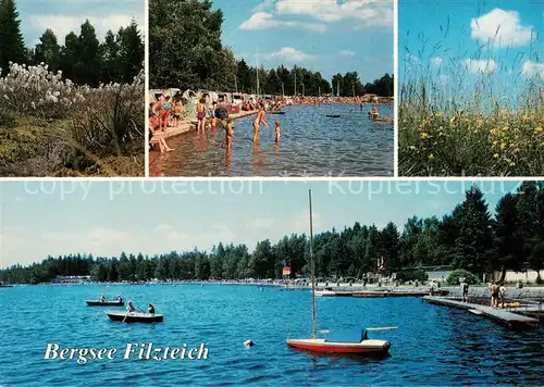 AK / Ansichtskarte Schneeberg_Erzgebirge Bergsee Filzteich Badestrand Bootsanleger Schneeberg Erzgebirge
