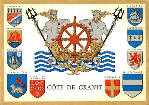 AK / Ansichtskarte Tregastel_22_Cotes d_Armor Cote de Granit Wappen der Region Symbole de la grande navigation 
