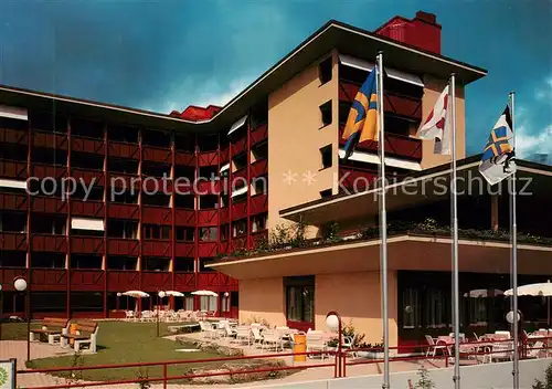 AK / Ansichtskarte Davos_Platz_GR Hotel Bethanien Flaggen Davos_Platz_GR