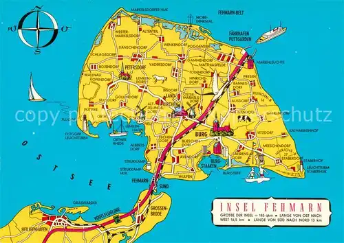 AK / Ansichtskarte Insel_Fehmarn Landkarte Ostseeinsel Insel Fehmarn