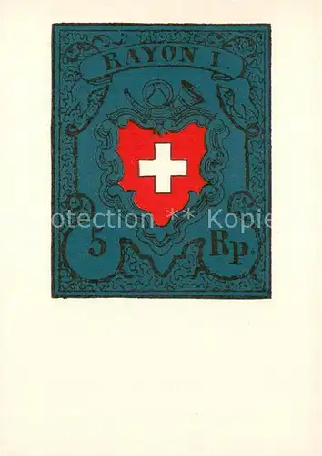 AK / Ansichtskarte Briefmarke_auf_Ak Schweiz Rayon I Briefmarke_auf_Ak