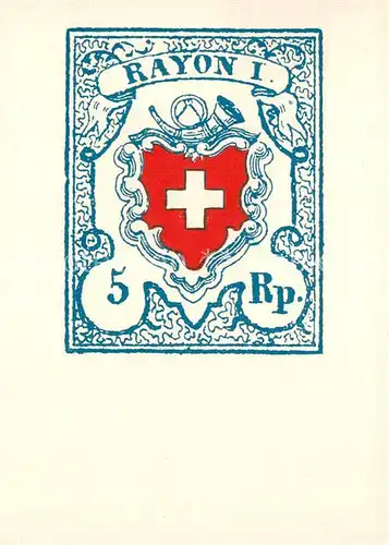 AK / Ansichtskarte Briefmarke_auf_Ak Schweiz Rayon I Briefmarke_auf_Ak