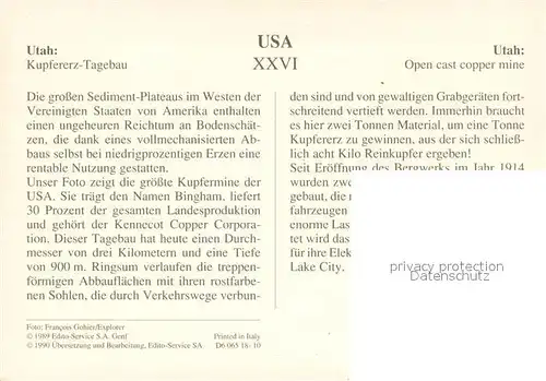 AK / Ansichtskarte Tagebau_Daylight_Mining USA XXVI Utah Kupfererz Tagebau 