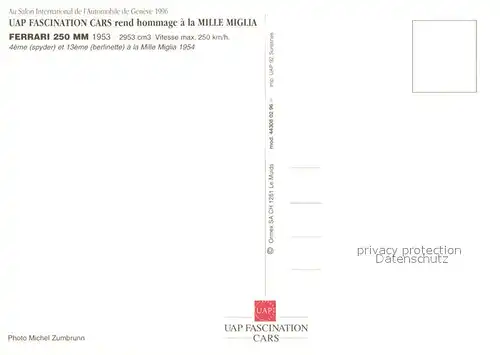 AK / Ansichtskarte Auto Ferrari 250 MM 