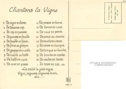 AK / Ansichtskarte Liederkarte Chantons la Vigne Liederkarte