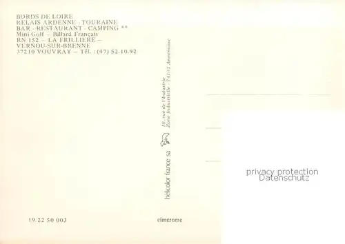 AK / Ansichtskarte Vouvray_37_Indre et Loire Relais Ardenne Touraine Bar Restaurant Caming vue aerienne 