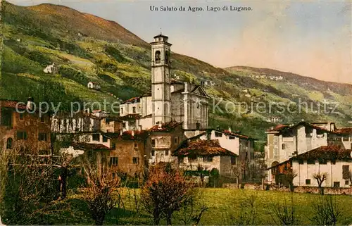 AK / Ansichtskarte Agno_Lago_di_Lugano_TI Teilansicht m. Kirche 