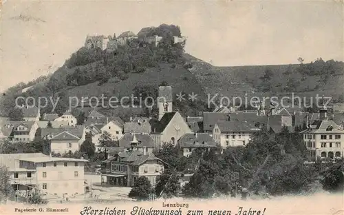 AK / Ansichtskarte Lenzburg_AG Teilansicht m. Burg Ruine Lenzburg AG