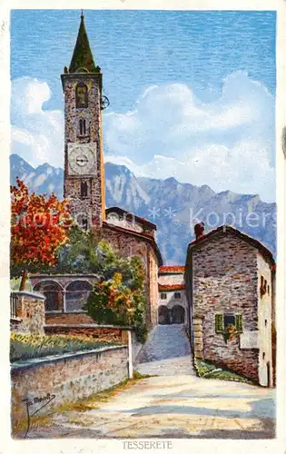 AK / Ansichtskarte Tesserete_TI Kirche Aussenansicht Kuenstlerkarte Jos. Moriell 