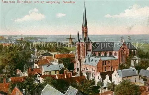 AK / Ansichtskarte Zaandam_NL Panorama Katholieke kerk en omgeving 