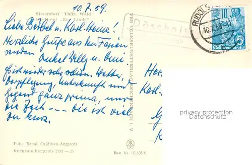 AK / Ansichtskarte Sitzendorf_Thueringen HO Hotel Zur Linde Aussenansicht Sitzendorf Thueringen