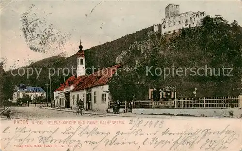 AK / Ansichtskarte Baden__Wien_AT Helenenkirche u. Ruine Rauhenstein  
