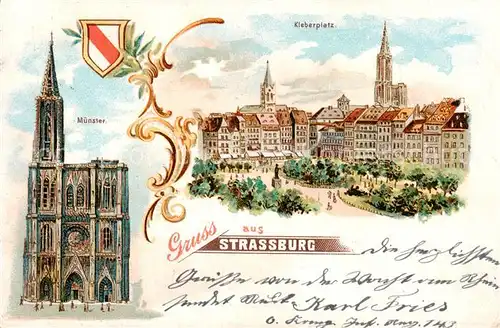 AK / Ansichtskarte Strassburg_Elsass Kleberplatz u. Muenster Strassburg Elsass