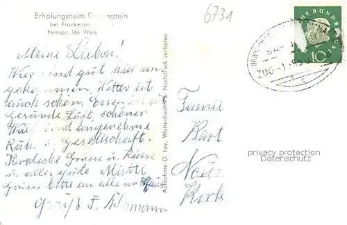 AK / Ansichtskarte  Frankenstein_Pfalz Erholungsheim Diemerstein Aussenansicht Frankenstein_Pfalz