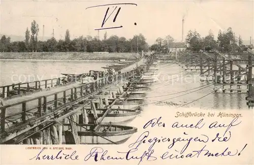 AK / Ansichtskarte Hueningen_Huningue_68_Alsace Schiffbruecke bei Hueningen 