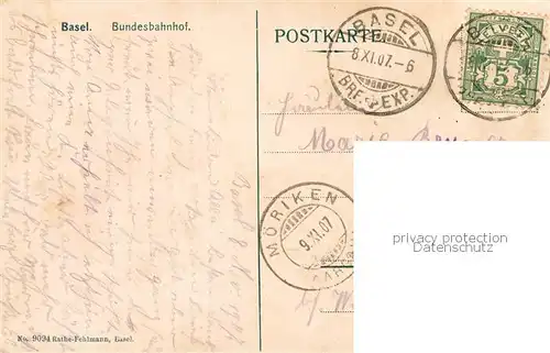 AK / Ansichtskarte Basel_BS Bundesbahnhof m. Kutsche Basel_BS