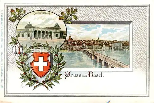 AK / Ansichtskarte Basel_BS Rheinbruecke u. Centralbahnhof Basel_BS