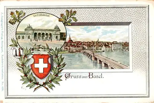 AK / Ansichtskarte Basel_BS Centralbahnhof u. Rheinbruecke Basel_BS