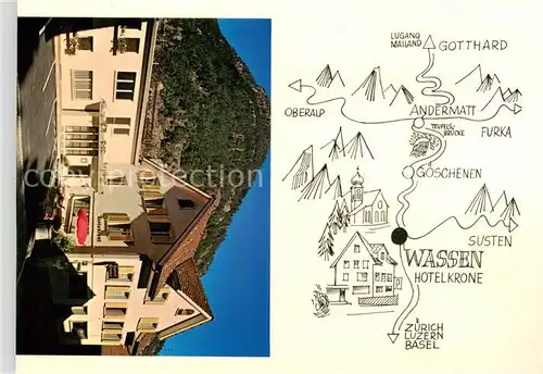 AK / Ansichtskarte Wassen__UR Hotel Krone Wegbeschreibung u. Informationen 