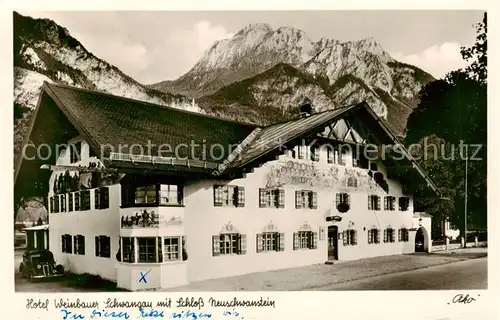 AK / Ansichtskarte  Schwangau Hotel Weinhaus Schwangau m. Schloss Neuschwanstein Schwangau