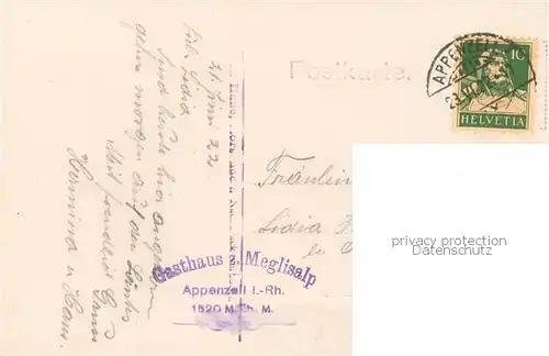 AK / Ansichtskarte Meglisalp_1520m_Altmann_AR Meglisalp m. d. Saentisweg 