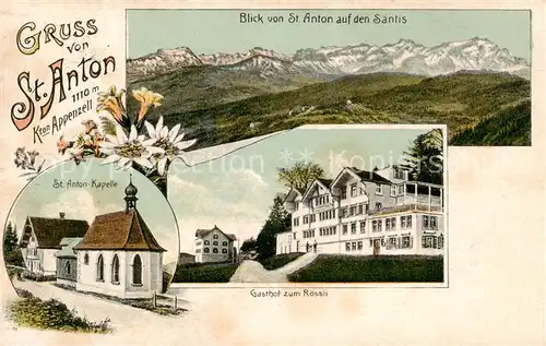 AK / Ansichtskarte St_Anton_1121m_Gais_IR Gasthof zum Roessli   St. Anton Kapelle   Saentis 