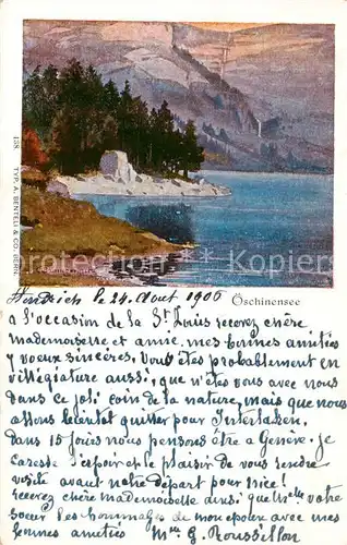 AK / Ansichtskarte oeschinensee_Oeschinensee_1578m_BE Kuenstlerkarte C. Baumgartner 