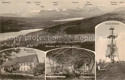 AK / Ansichtskarte Glaernisch_2914m_GL Restaurant Homberg Trinkhalle Aussichtsturm u. Panorama m. Titlis u. Rigi 