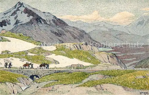 AK / Ansichtskarte Gottardo_San_Gottardo_St_Gotthard_TI Partie auf dem Gottard   Kuenstlerkarte Moos 