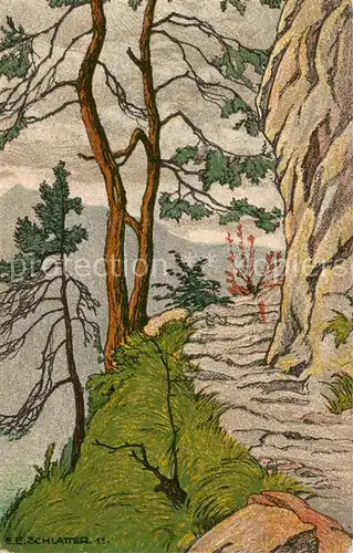 AK / Ansichtskarte Beatushoehlen_BE Alter Pilgerweg Kuenstlerkarte E. E. Schlatter 