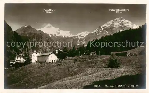 AK / Ansichtskarte Berisal_VS Teilansicht Simplon m. Furggenbaumhorn u. Bortelhorn 