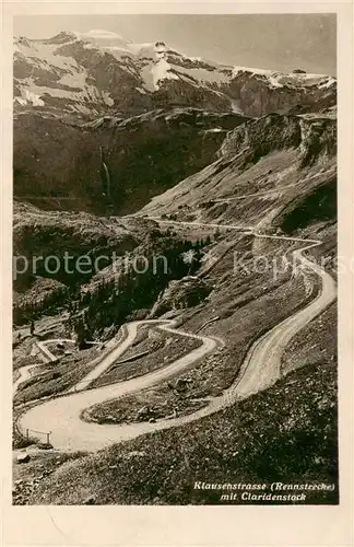 AK / Ansichtskarte Klausenstrasse Rennstrecke mit Claridenstock Klausenstrasse