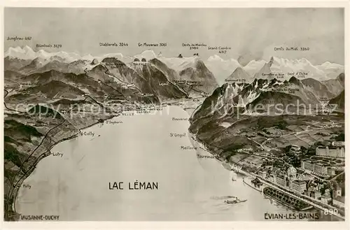 AK / Ansichtskarte Evian les Bains_74 Lac Laman Panoramakarte 