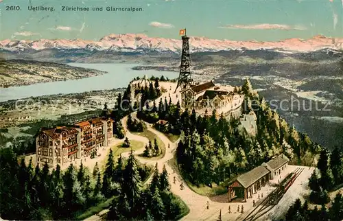 AK / Ansichtskarte Uetliberg_ZH Fliegeraufnahme mit Zuerichsee und Glarneralpen Uetliberg ZH