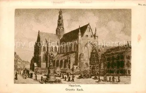 AK / Ansichtskarte 73794833 Haarlem_NL Groote Kerk Kirche Denkmal Kuenstlerkarte 