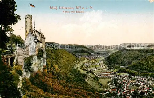 AK / Ansichtskarte 73794854 Honau_Lichtenstein Schloss Lichtenstein Panorama Blick ins Echaztal Feldpost Honau_Lichtenstein