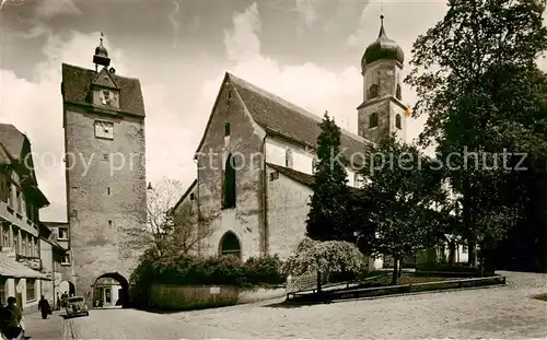 AK / Ansichtskarte  Isny_Allgaeu Wassertorturm mit Nikolauskirche Isny Allgaeu