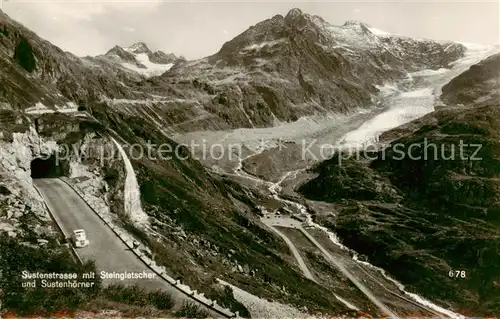 AK / Ansichtskarte Susten_Innertkirchen Sustenstrasse mit Steingletscher und Sustenhoerner Berner Alpen Susten_Innertkirchen