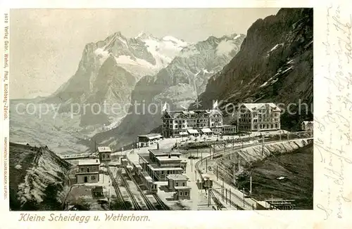 AK / Ansichtskarte Kleine_Scheidegg_Interlaken_BE Berghotel mit Wetterhorn Berner Alpen 