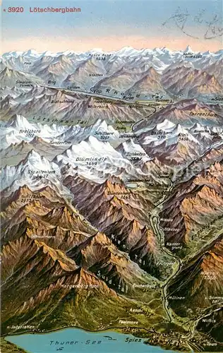 AK / Ansichtskarte Loetschbergbahn_BE Berner Alpen aus der Vogelperspektive 