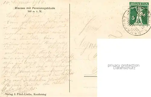 AK / Ansichtskarte Kandergrund Blausee mit Pensionsgebaeude Kandergrund