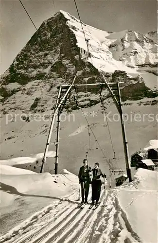 AK / Ansichtskarte Kleine_Scheidegg_Interlaken_BE Lauberhorn Skilift mit Eiger Berner Alpen 