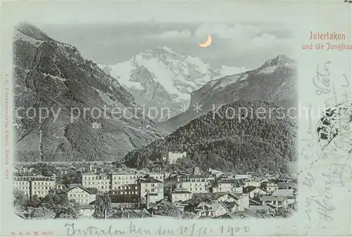 AK / Ansichtskarte Interlaken_BE Panorama Blick gegen Jungfrau Berner Alpen im Mondschein Interlaken_BE