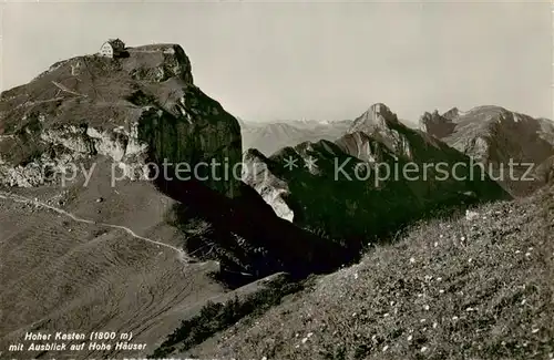 AK / Ansichtskarte Appenzell_IR Hoher Kasten mit Ausblick auf Hohe Haeuser Appenzeller Alpen Appenzell IR