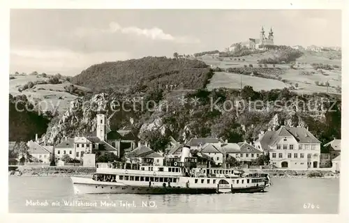 AK / Ansichtskarte  Marbach_Donau MArbach m. Wallfahrtsort Maria Taferl - Dampfer Marbach Donau