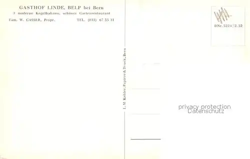 AK / Ansichtskarte Belp_BE Gasthof Linde Aussenansicht m. Kegelbahnen Belp_BE