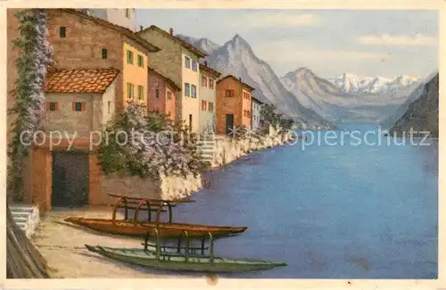 AK / Ansichtskarte Gandria_Lago_di_Lugano Motivo del Pittore Serafino Giambonini Gandria_Lago_di_Lugano
